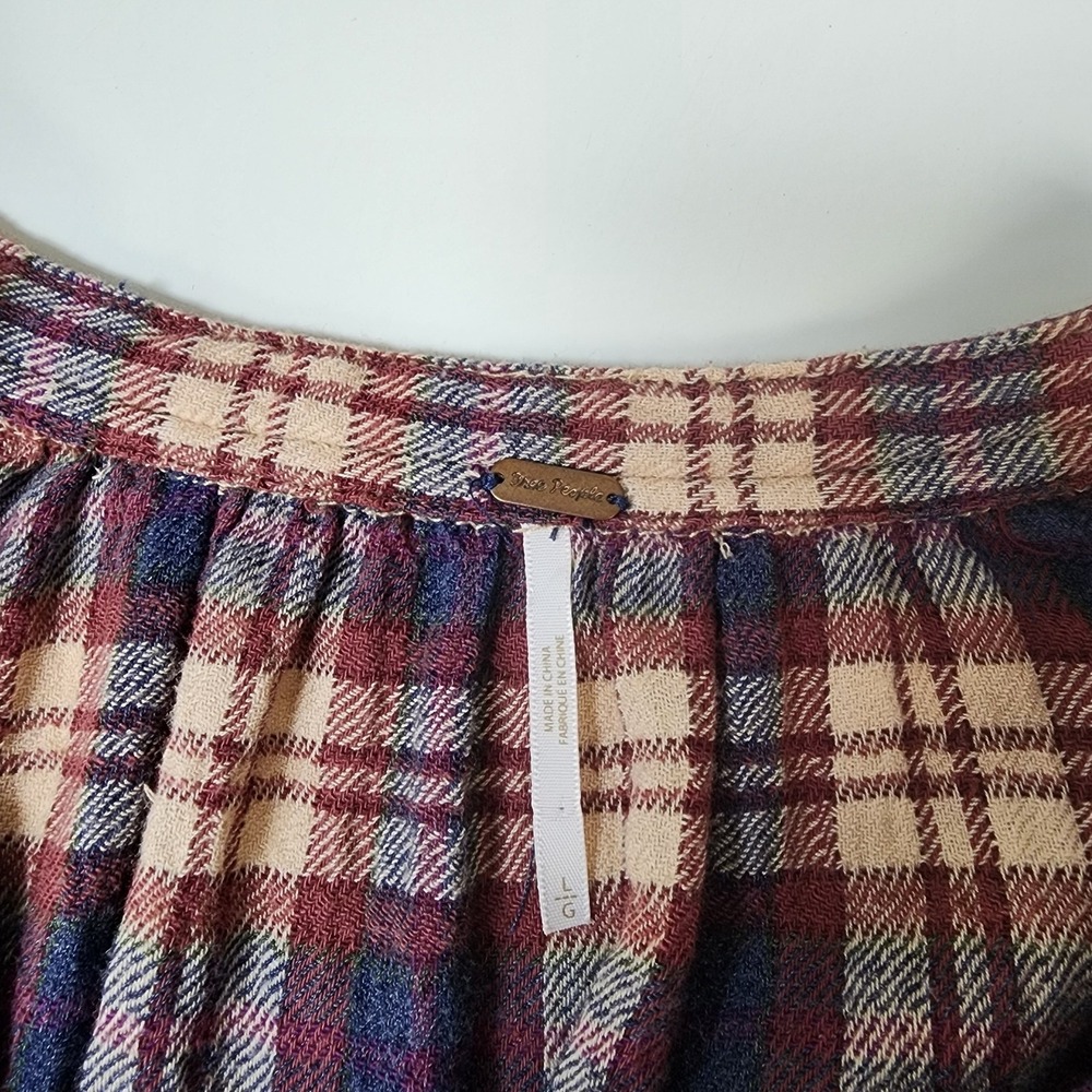 Free People Northern Bound Tunic Top Women's L Plaid Flannel Country Cozy - Picture 4 of 10